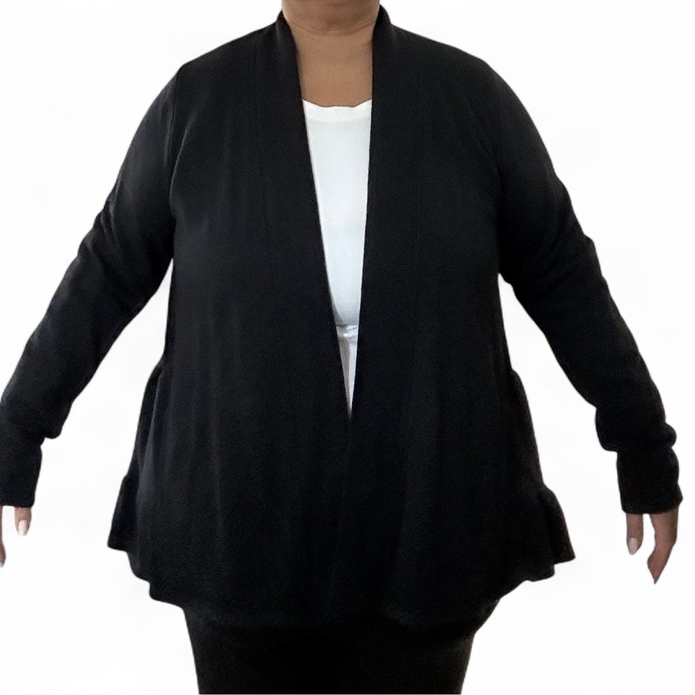 Anthropologie Black sweatshirt material Open Front Women's cardigan jacket 1X